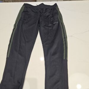 adidas Kids Joggers in Black with Green Stripes